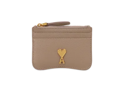AMI PARIS Leather Zip Card Holder "LightTope"