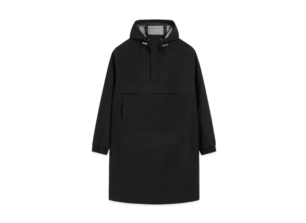 AMI PARIS Long Hooded Water-Repellent Windbreaker "Black"