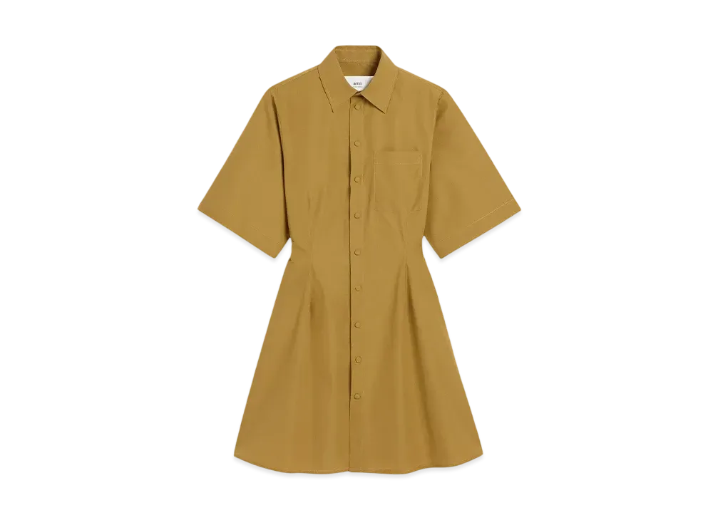 AMI PARIS Cotton Short-Sleeve Shirtdress "Havana"