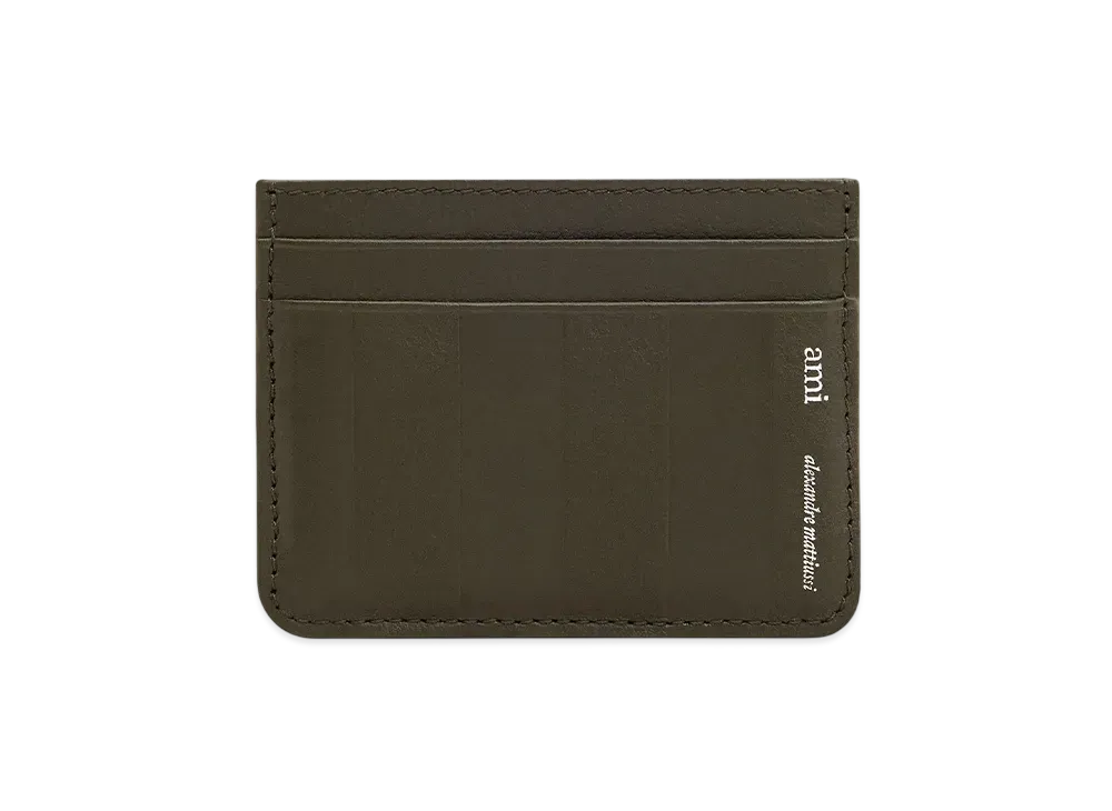 AMI PARIS Leather Midi Card Holder "OliveNoire"