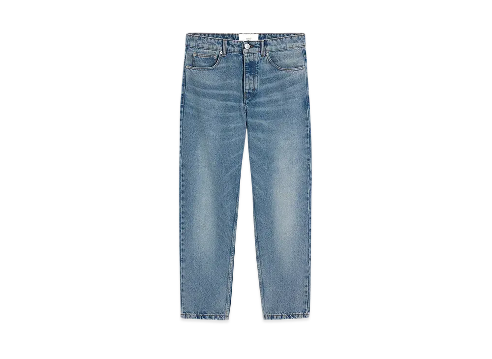AMI PARIS Cotton Tapered Fit Jeans "UsedBlue"