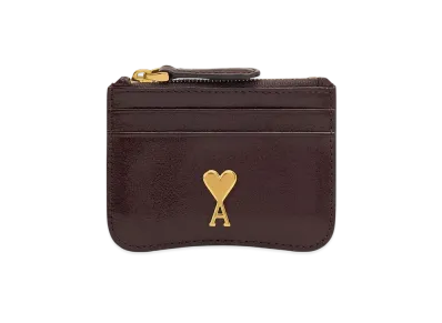 AMI PARIS Paris Paris Zip Card Holder "Aubergine"