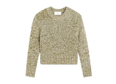 AMI PARIS Mouline Textured Knit Crew Neck Sweater "BlancCreme/VertLichen"