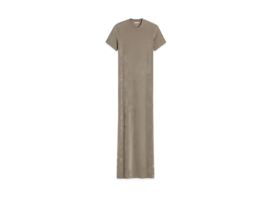 AMI PARIS Ribbed Jersey Short Sleeve Long Dress "Cendre"