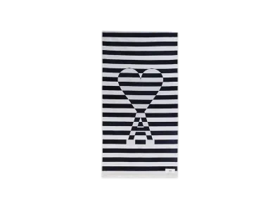 AMI PARIS Ami de Coeur Beach Towel "BlancCreme/BleuMarine"