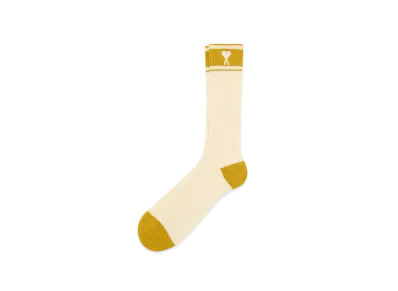 AMI PARIS Ami de Coeur Striped Socks "BlancCreme/Curry"