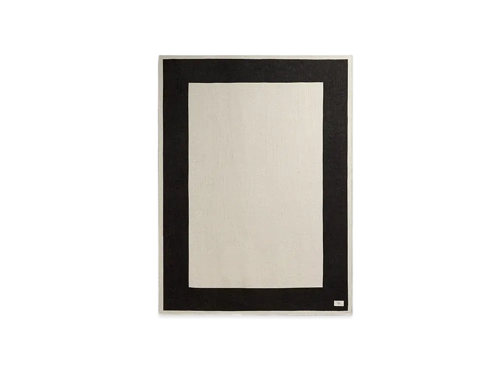 AMI PARIS Beige Cotton Bicolor Beach Towel "BlancCreme/Noir"