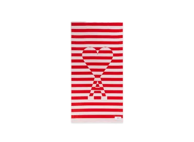 AMI PARIS Ami de Coeur Beach Towel "BlancCreme/Coquelicot"