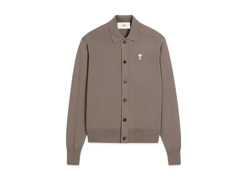 AMI PARIS Ami de Coeur Shirt Collar Cardigan "Ash"
