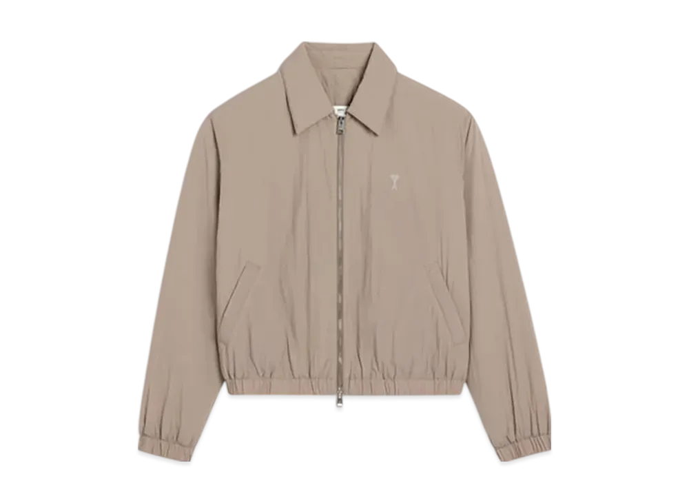 AMI PARIS Technical Canvas Zip Jacket "Ash"