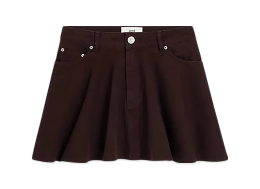 AMI PARIS Cotton Godet Miniskirt "Eggplant"