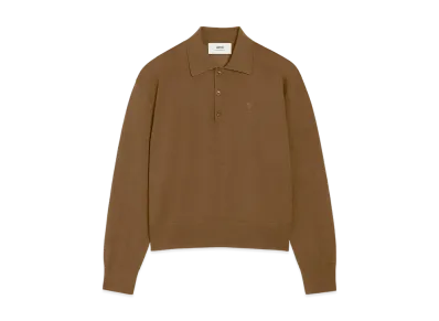 AMI PARIS Ami De Coeur Wool Polo "Hazelnut"