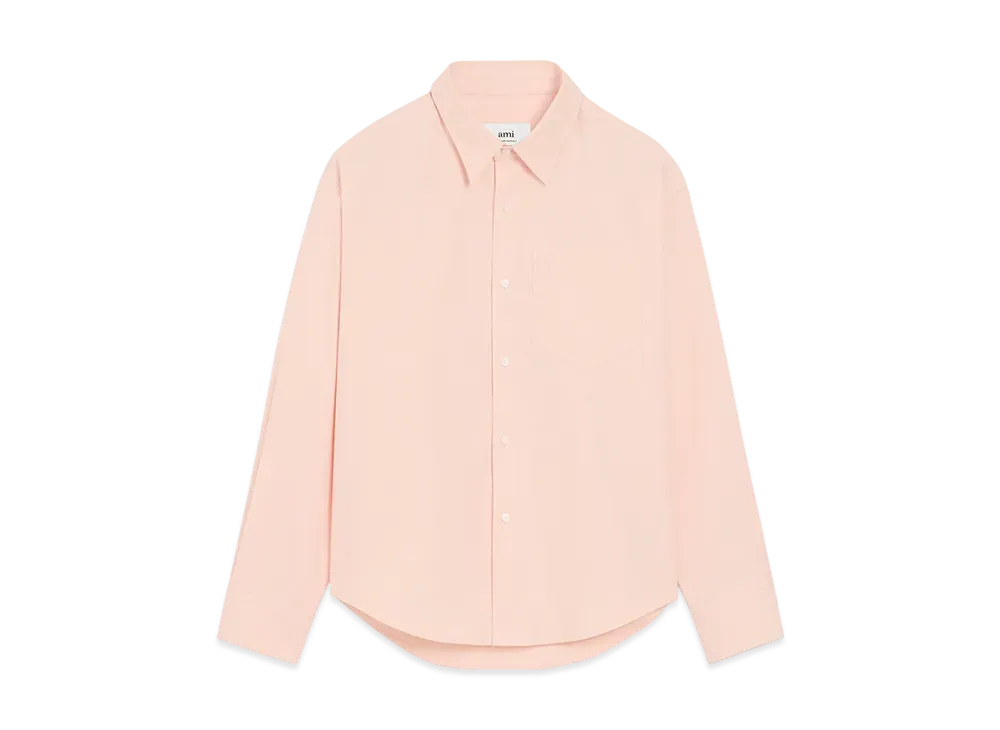 AMI PARIS Ami De Coeur Embossed Cotton Boxy Shirt "Powder"