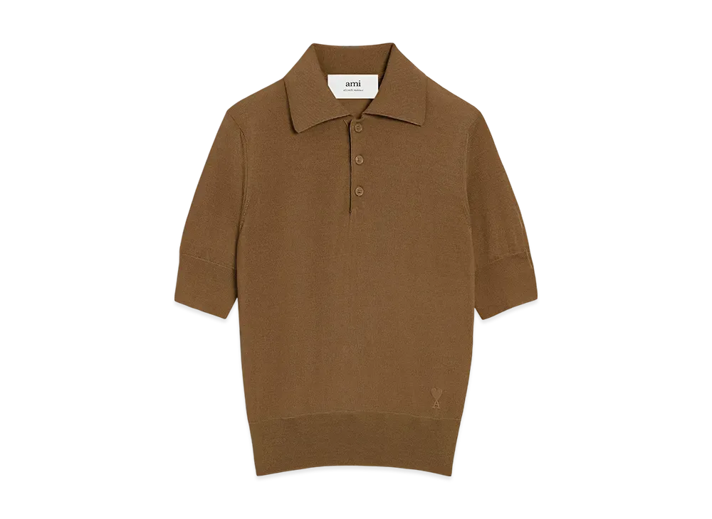AMI PARIS Ami De Coeur Cotton Polo "Hazelnut"