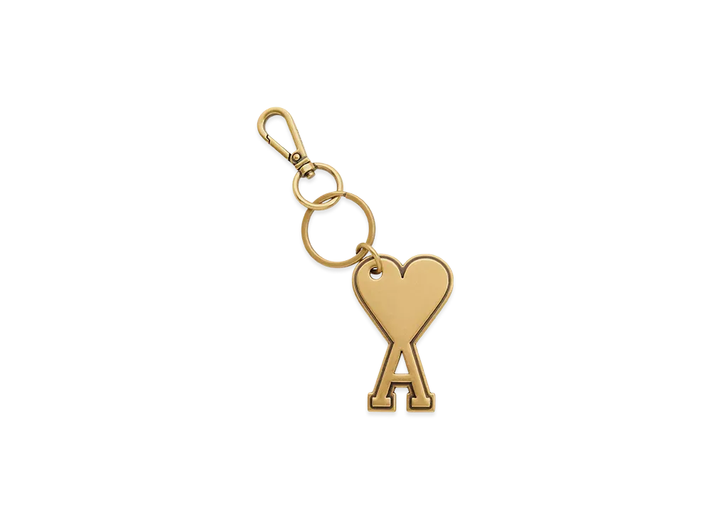 AMI PARIS Ami De Coeur Metal Key Ring "Vibrated Brass"