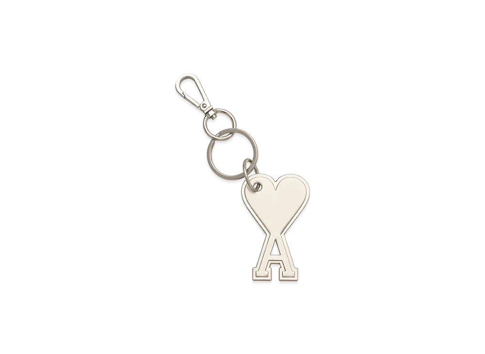 AMI PARIS Ami De Coeur Metal Key Ring "Vibrated Silver"