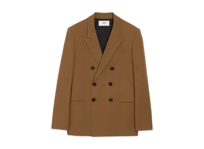 AMI PARIS Wool Double-Breasted Jacket "Hazelnut"