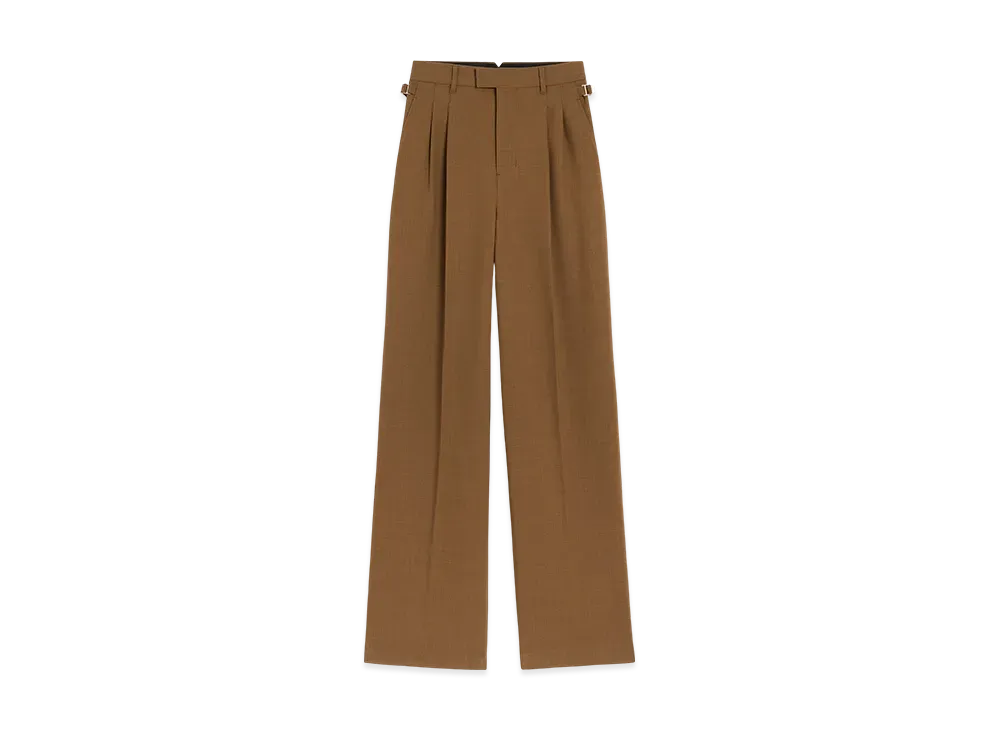 AMI PARIS Wool High Waist Tab Wide Pants "Hazelnut"