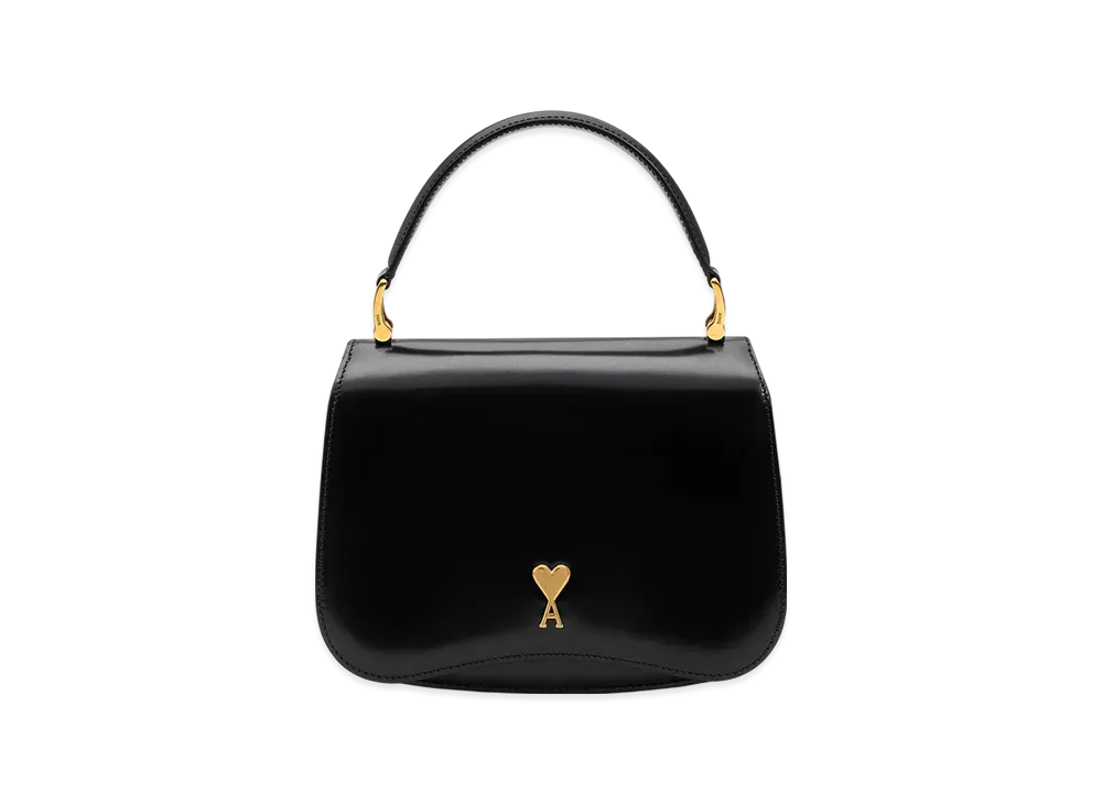 AMI PARIS Glazed Leather Paris Paris Top Handle Bag "Black"