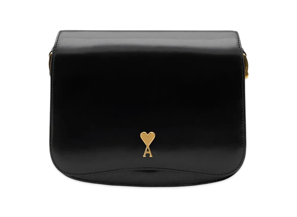 AMI PARIS Glazed Leather Paris Paris Bag "Cherry"