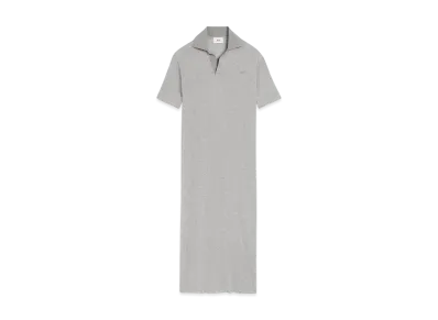AMI PARIS Cotton Short Sleeve Polo Long Dress "Heather Grey"