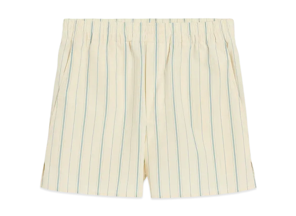 AMI PARIS Cotton Striped Shorts "Ivory/Sky"