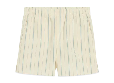 AMI PARIS Cotton Striped Shorts "Ivory/Sky"