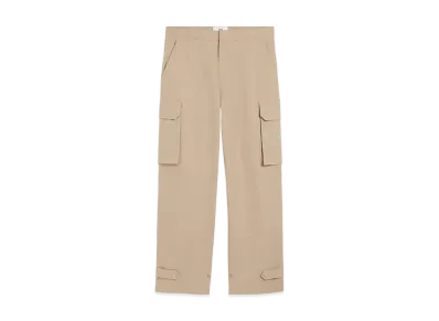 AMI PARIS Cotton Gabardine Cargo Pants "WhiteCoffee"