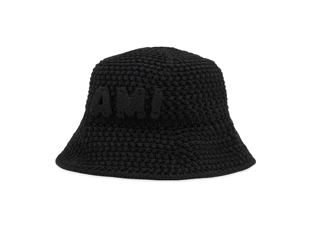 AMI PARIS Cotton Knit Ami Patch Bucket Hat "Black"
