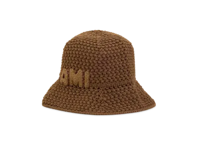 AMI PARIS Cotton Knit Ami Patch Bucket Hat "Hazelnut"