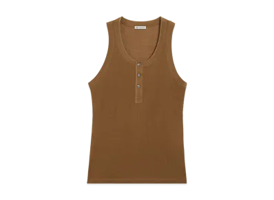 AMI PARIS Jersey Buttoned Placket Tank Top "Hazelnut"