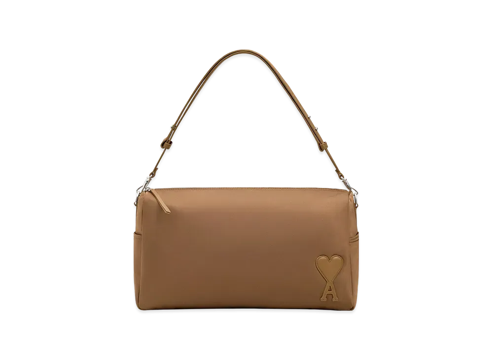 AMI PARIS Nylon Canvas Marcel Large Bag "Hazelnut"