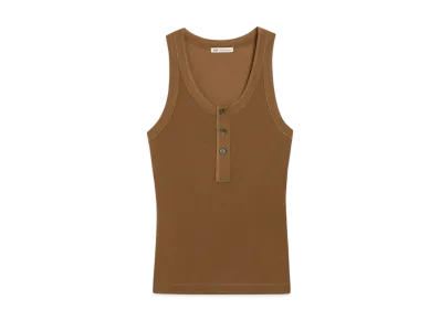 AMI PARIS Jersey Tank Top With Button Placket "Hazelnut"