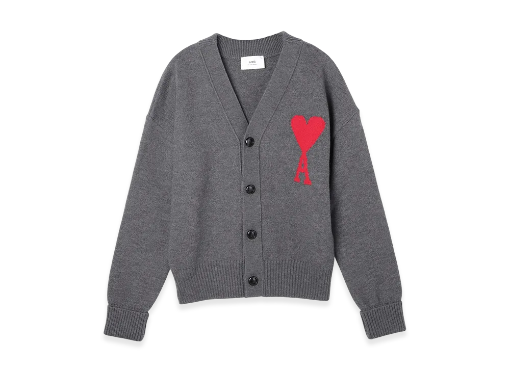 AMI PARIS ADC Cardigan "Grey/Red"