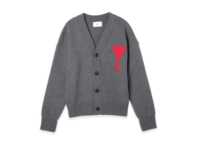 AMI PARIS ADC Cardigan "Grey/Red"