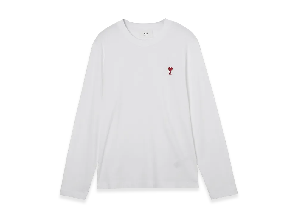 AMI PARIS Crew Neck Long Sleeve T-Shirt "White"