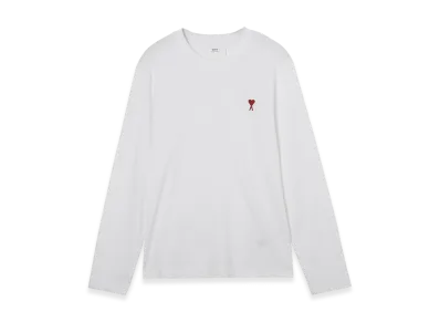 AMI PARIS Crew Neck Long Sleeve T-Shirt "White"