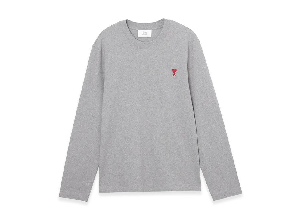 AMI PARIS Crew Neck Long Sleeve T-Shirt "Heathergrey"