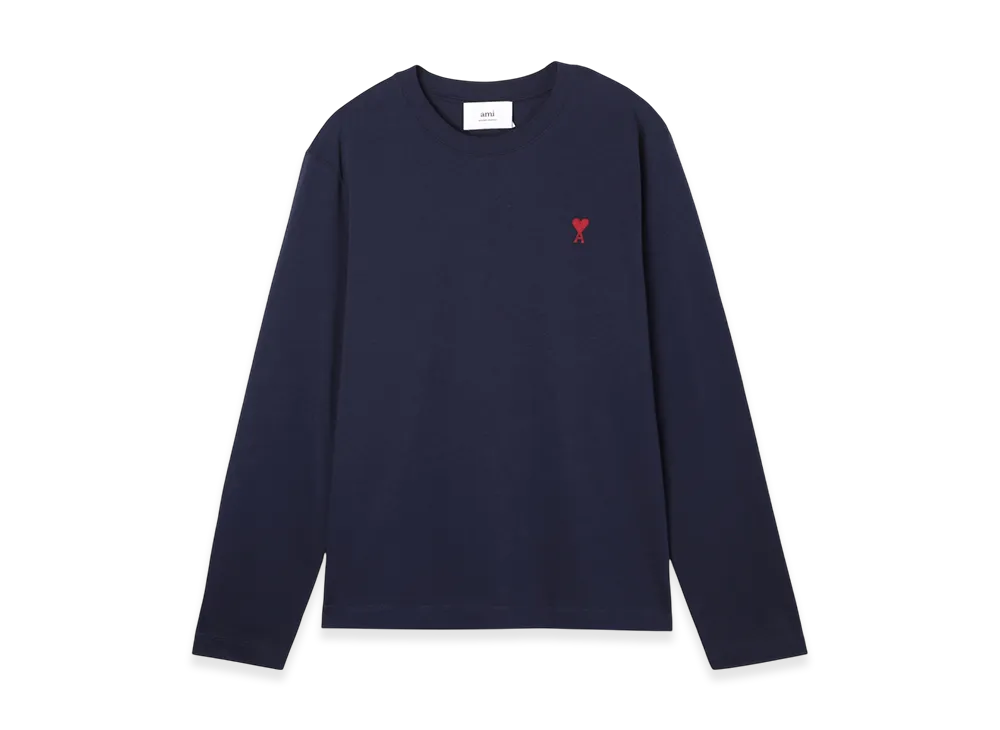 AMI PARIS Crew Neck Long Sleeve T-Shirt "Nightblue"