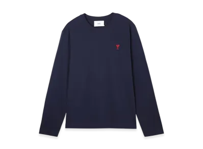 AMI PARIS Crew Neck Long Sleeve T-Shirt "Nightblue"