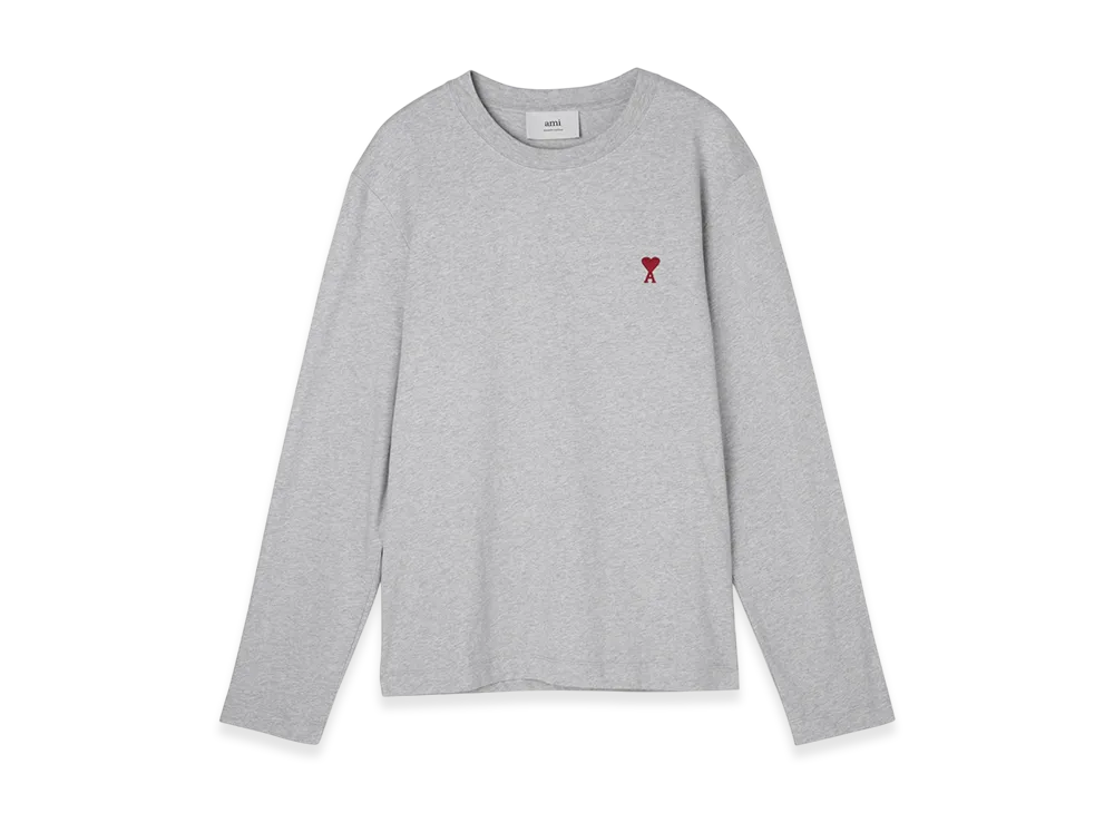 AMI PARIS De Coeur Long Sleeves T-Shirt "Heatherashgrey"