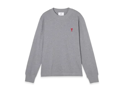 AMI PARIS Crew Neck Long Sleeve T-Shirt "Heathergrey"
