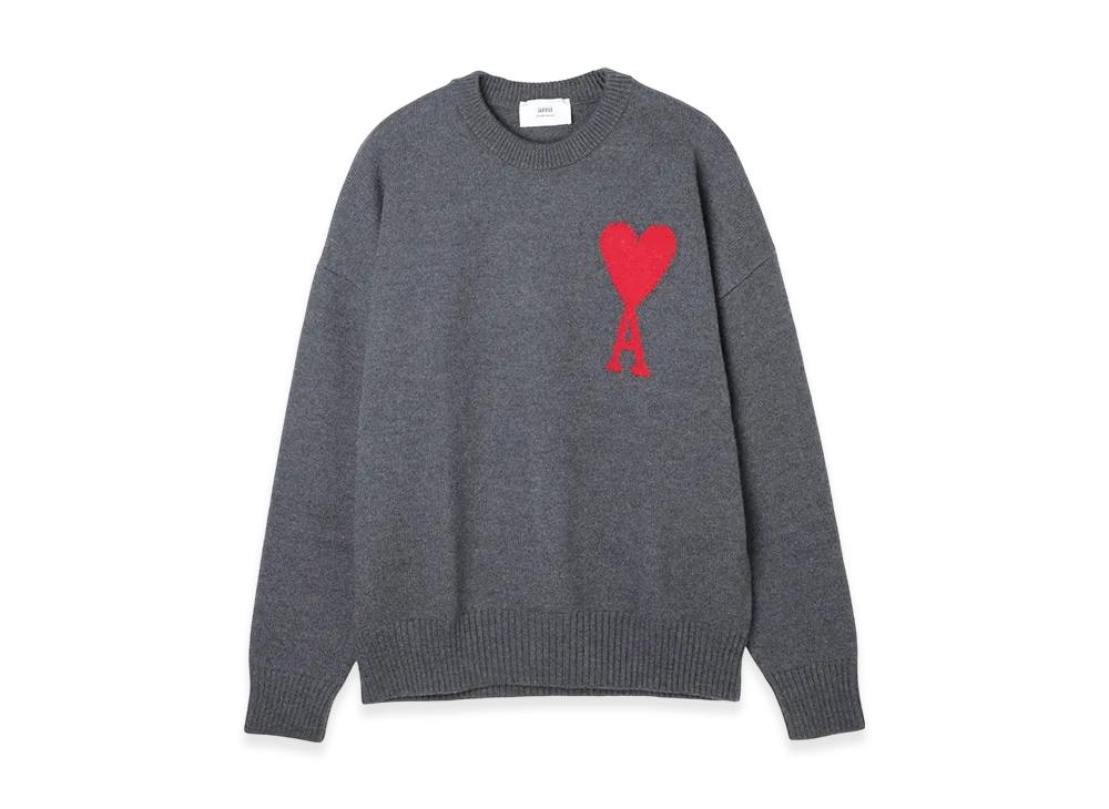 AMI PARIS ADC Crewneck Sweater "Grey/Red"