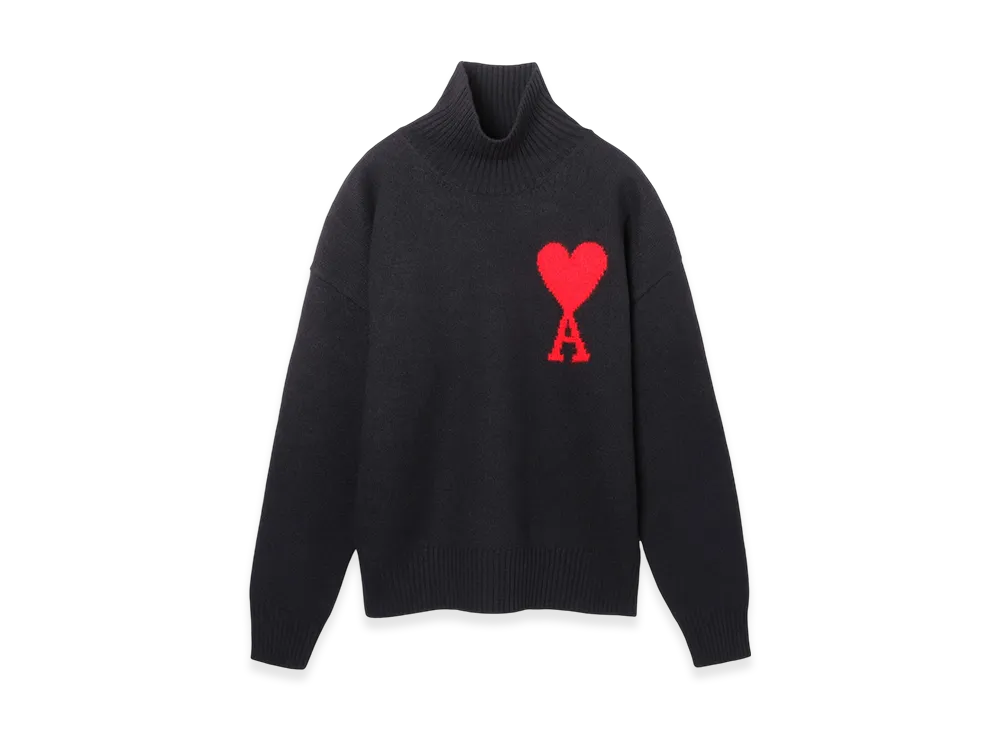AMI PARIS ADC Funnel Neck Sweater "Black/Red"