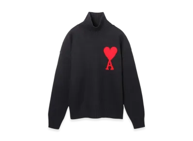 AMI PARIS ADC Funnel Neck Sweater "Black/Red"