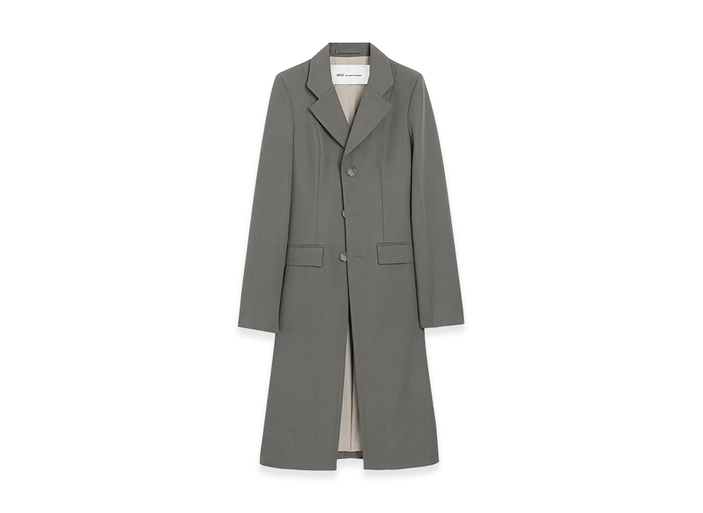 AMI PARIS New Wool Simple Breasted Fitted Coat "Grey"