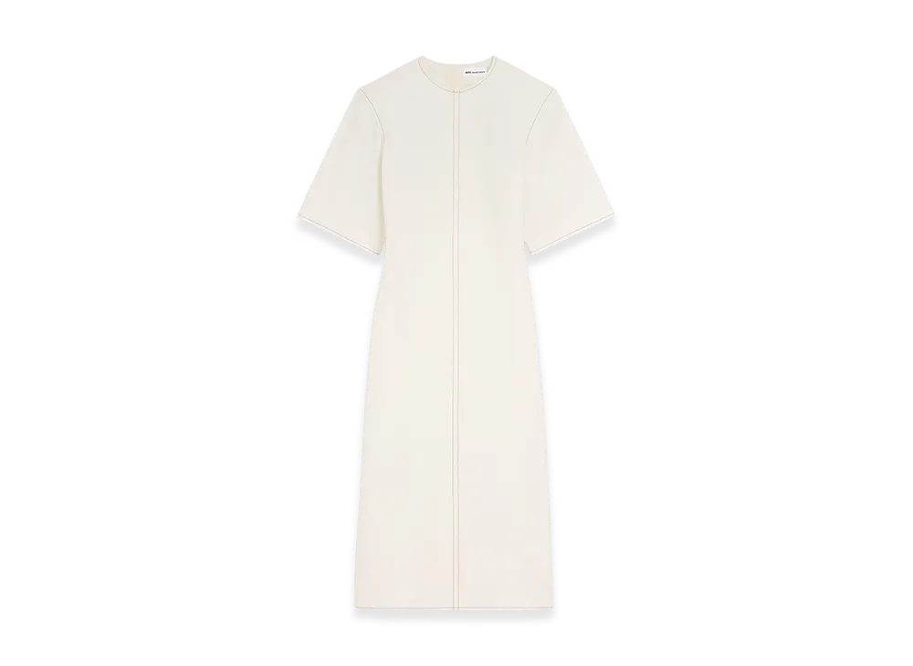 AMI PARIS Cotton Long Fitted Dress "White"