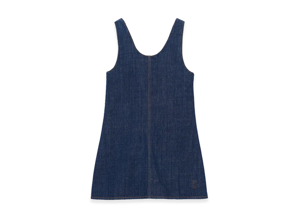 AMI PARIS Cotton Short Strapped Dress "Blue"