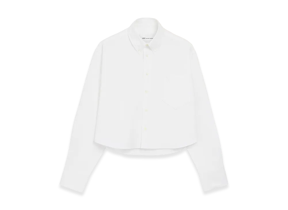 AMI PARIS Cotton Ami De Coeur Cropped Oversized Shirt "White"