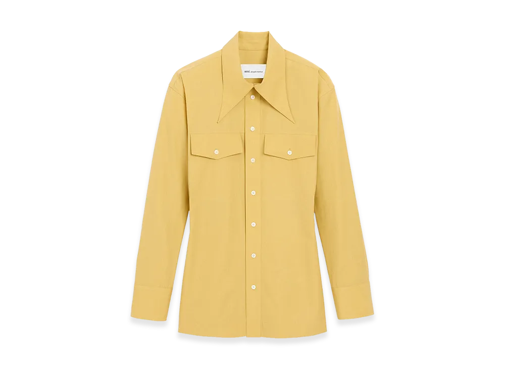 AMI PARIS Cotton Sharp Collar Fitted Shirt "Yellow"